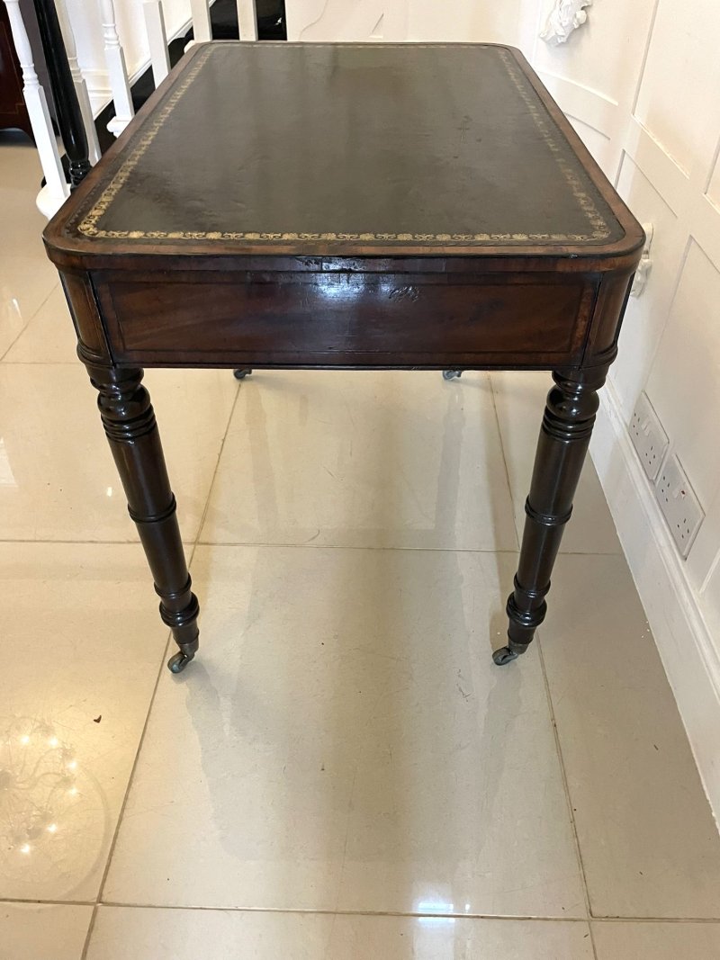 Antique George III Quality Mahogany Freestanding Leather Top Writing Desk - Image 13
